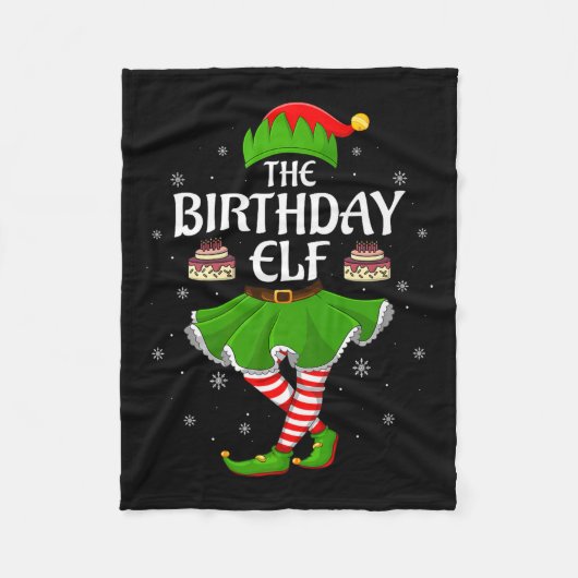 Birthday Elf Christmas Family Girls Women Elf Squa Fleece Deken (Voorkant)