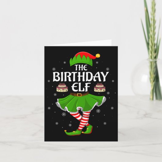 Birthday Elf Christmas Family Girls Women Elf Squa Kaart (Voorkant)