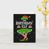 Birthday Elf Christmas Family Girls Women Elf Squa Kaart (Gele Bloem)