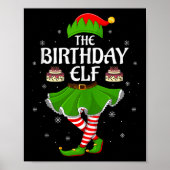 Birthday Elf Christmas Family Girls Women Elf Squa Poster (Voorkant)