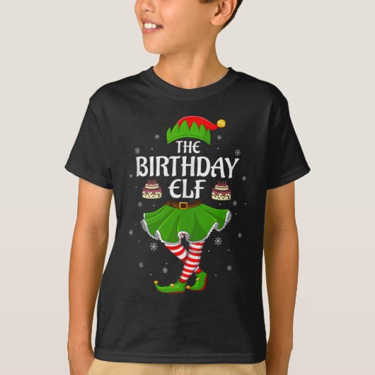 Birthday Elf Christmas Family Girls Women Elf Squa T-shirt (Voorkant)