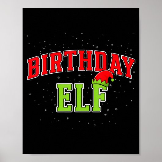 Birthday Elf Christmas Family Matching Group Xmas  Poster (Voorkant)