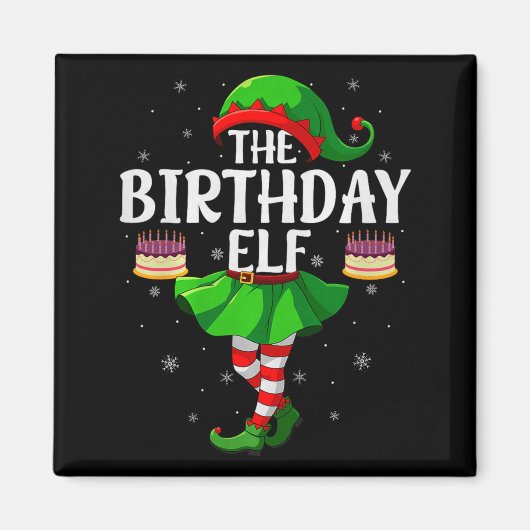 Birthday Elf Christmas Girls Women Elf Squad Xmas Magneet (Voorkant)