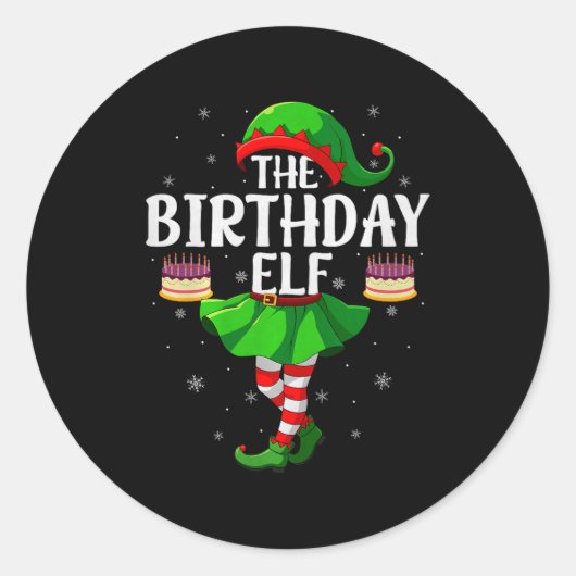 Birthday Elf Christmas Girls Women Elf Squad Xmas  Ronde Sticker (Voorkant)