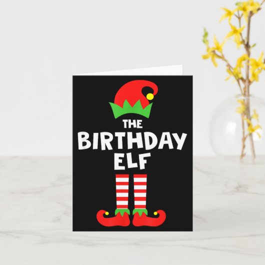 Birthday Elf Matching Group Family Holiday Christm Kaart (Gele Bloem)