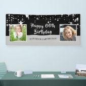 Birthday | Elk jaar | Zwart & Zilver Foto Spandoek (Beurs)