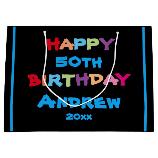 Birthday Elke leeftijd Aangepaste naam Moderne Vet Groot Cadeauzakje (Voorkant)