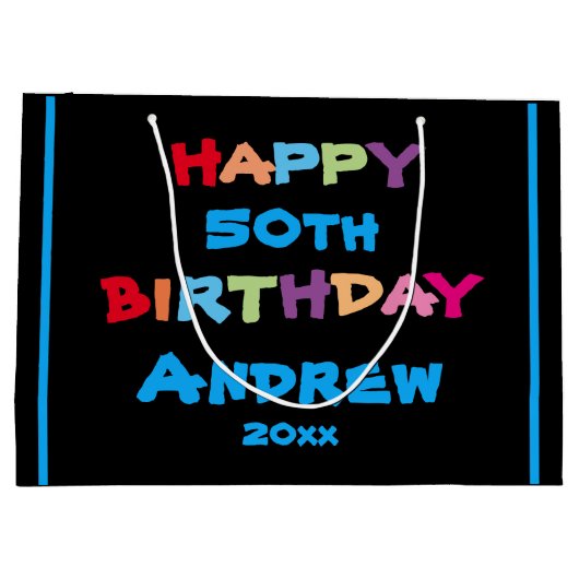 Birthday Elke leeftijd Aangepaste naam Moderne Vet Groot Cadeauzakje (Achterkant)