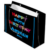 Birthday Elke leeftijd Aangepaste naam Moderne Vet Groot Cadeauzakje (Voorkant Gekanteld)