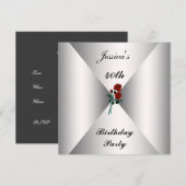 Birthday Elke Occasie Uitnodiging Witte rode rozen (Voorkant / Achterkant)