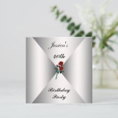 Birthday Elke Occasie Uitnodiging Witte rode rozen (Staand voorkant)