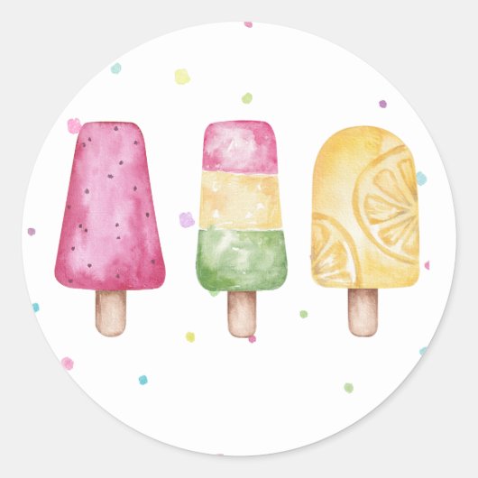 Birthday Envelope Seal roze Girl Summer Popsicle Ronde Sticker (Voorkant)