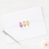 Birthday Envelope Seal roze Girl Summer Popsicle Ronde Sticker (Envelop)