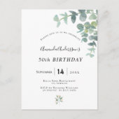 Birthday eucaluptus genera witte uitnodiging (Voorkant)