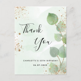 Birthday eucalyptus geenery glitter dank u briefkaart