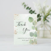 Birthday eucalyptus geenery glitter dank u briefkaart (Staand voorkant)