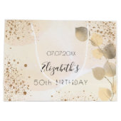 Birthday eucalyptus glitter golden monogram groot cadeauzakje (Achterkant)