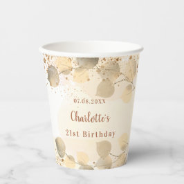Birthday eucalyptus glitter goumonogram papieren bekers