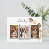 Birthday eucalyptus Gold foto bedankt! Bedankkaart (Staand voorkant)