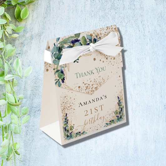 Birthday eucalyptus Gold glitter bedankt Bedankdoosjes