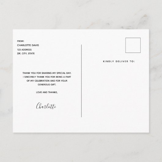 Birthday eucalyptus greenery bedankt briefkaart (Achterkant)