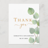 Birthday eucalyptus greenery bedankt briefkaart (Voorkant)