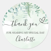 Birthday eucalyptus greenery bedankt ronde sticker (Voorkant)