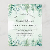 Birthday eucalyptus greenery budget uitnodiging flyer (Voorkant)