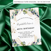 Birthday eucalyptus greenery budget uitnodiging flyer