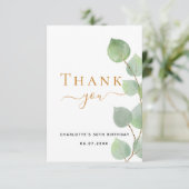 Birthday eucalyptus greenery elegant bedankkaart (Staand voorkant)