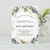 Birthday eucalyptus greenery elegant kaart (Staand voorkant)