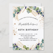 Birthday eucalyptus greenery elegant kaart (Voorkant)