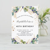 Birthday eucalyptus greenery elegant kaart (Staand voorkant)