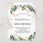 Birthday eucalyptus greenery elegant kaart (Voorkant / Achterkant)