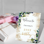 Birthday eucalyptus greenery elegant welkom reclamebord met voetstuk