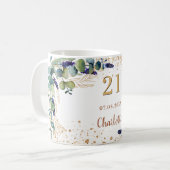 Birthday eucalyptus greenery glitter monogram koffiemok (Voorkant links)