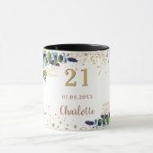 Birthday eucalyptus greenery glitter monogram mok (Midden)