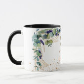 Birthday eucalyptus greenery glitter monogram mok (Links)