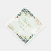 Birthday eucalyptus greenery glitter monogram servet (Hoek)