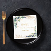 Birthday eucalyptus greenery glitter monogram servet