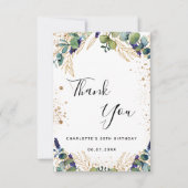 Birthday eucalyptus greenery glitter script bedankkaart (Voorkant)