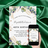 Birthday eucalyptus greenery glitter-uitnodiging kaart