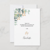 Birthday eucalyptus greenery Gold elegant script Bedankkaart (Achterkant)