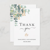 Birthday eucalyptus greenery Gold elegant script Bedankkaart (Voorkant / Achterkant)