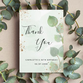 Birthday eucalyptus greenery Gold glitter sparkles Bedankkaart