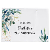 Birthday eucalyptus greenery Gold monogram Groot Cadeauzakje (Achterkant)