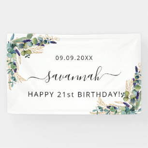 Birthday eucalyptus greenery Gold monogram Spandoek