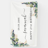 Birthday eucalyptus greenery Gold monogram Spandoek (Verticaal)