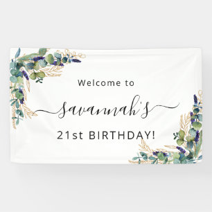 Birthday eucalyptus greenery Gold monogram Spandoek
