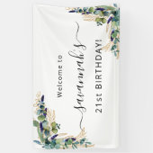 Birthday eucalyptus greenery Gold monogram Spandoek (Verticaal)